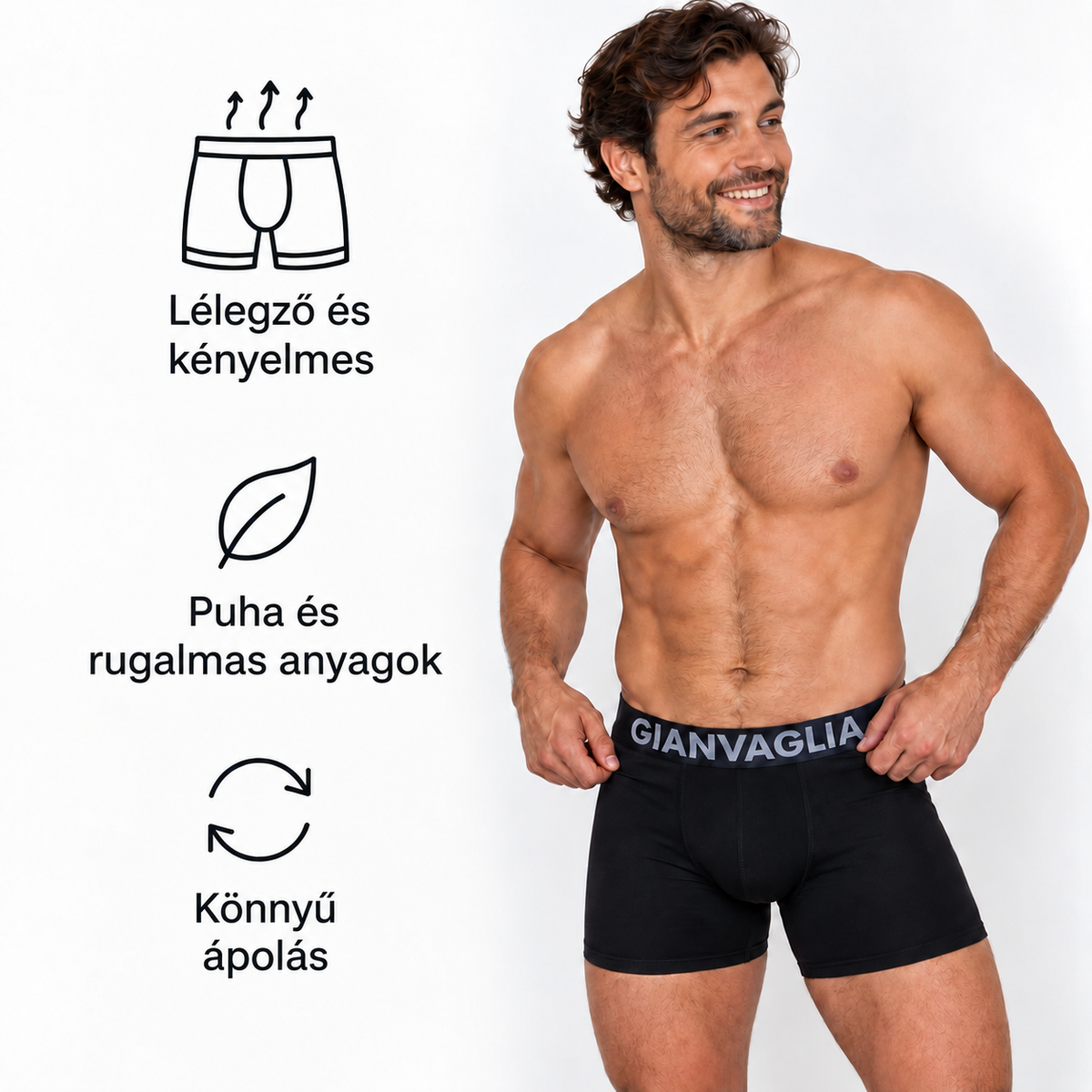 COTTONCORE™ – PAMUT FÉRFI BOXERALSÓ 4+1 AJÁNDÉK