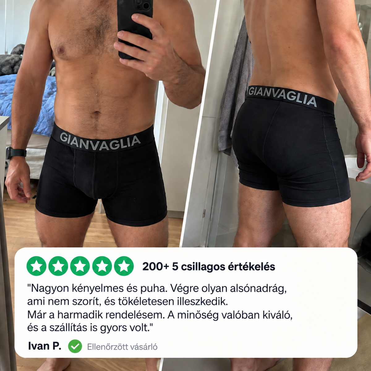 COTTONCORE™ – PAMUT FÉRFI BOXERALSÓ 4+1 AJÁNDÉK