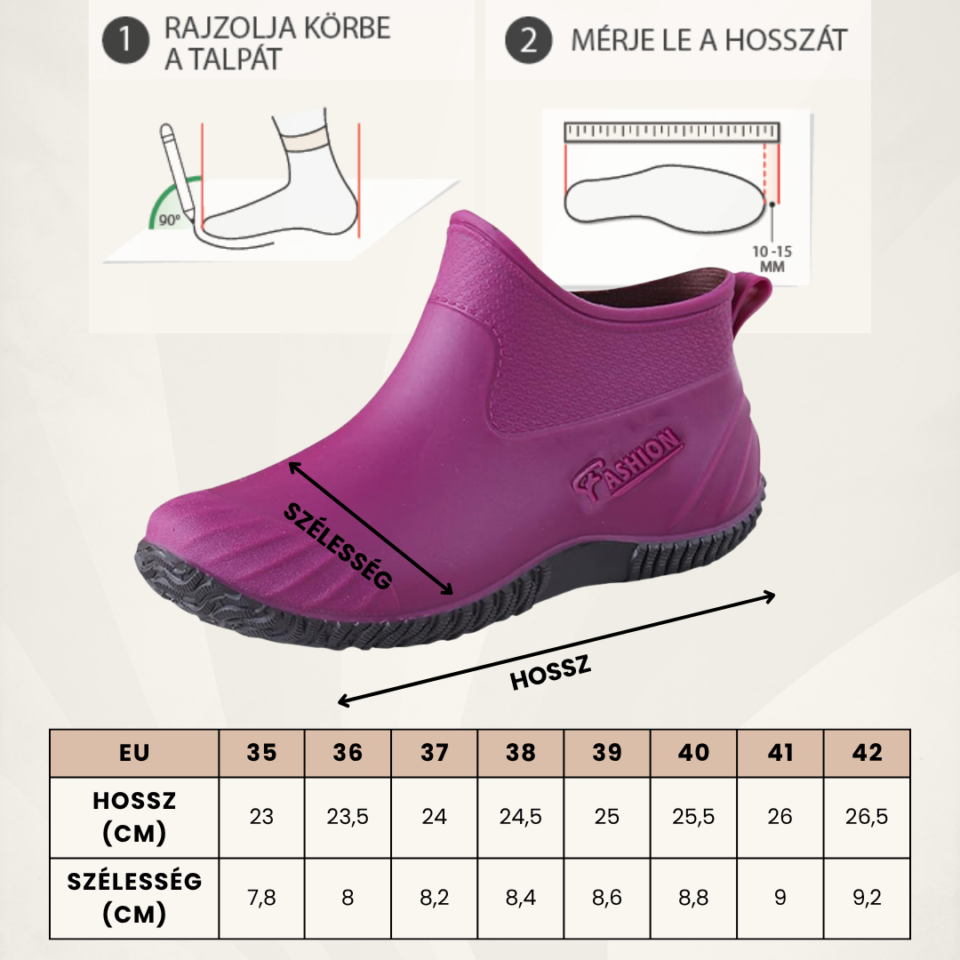 AQUABELLE™ - NŐI ALACSONY SZÁRÚ GUMICSIZMA (100% VÍZÁLLÓ)